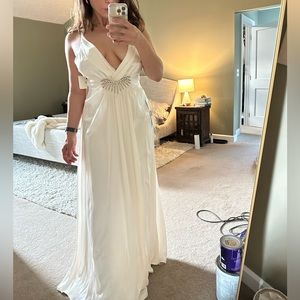 Ivory satin column dress